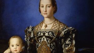 1100 Agnolo Bronzino Portrait Of Eleanor Of Toledo With Her Son Giovanni De Medici 1545