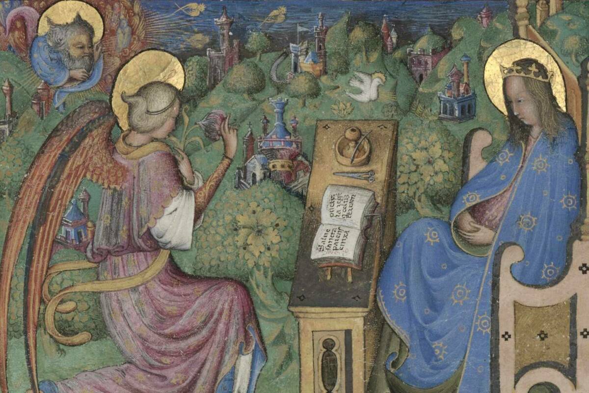 1900 Bottom Detail Belbello Da Pavia Initial M Excised From An Antiphonary He Annunciation Cleveland Museum Of Art Cropped