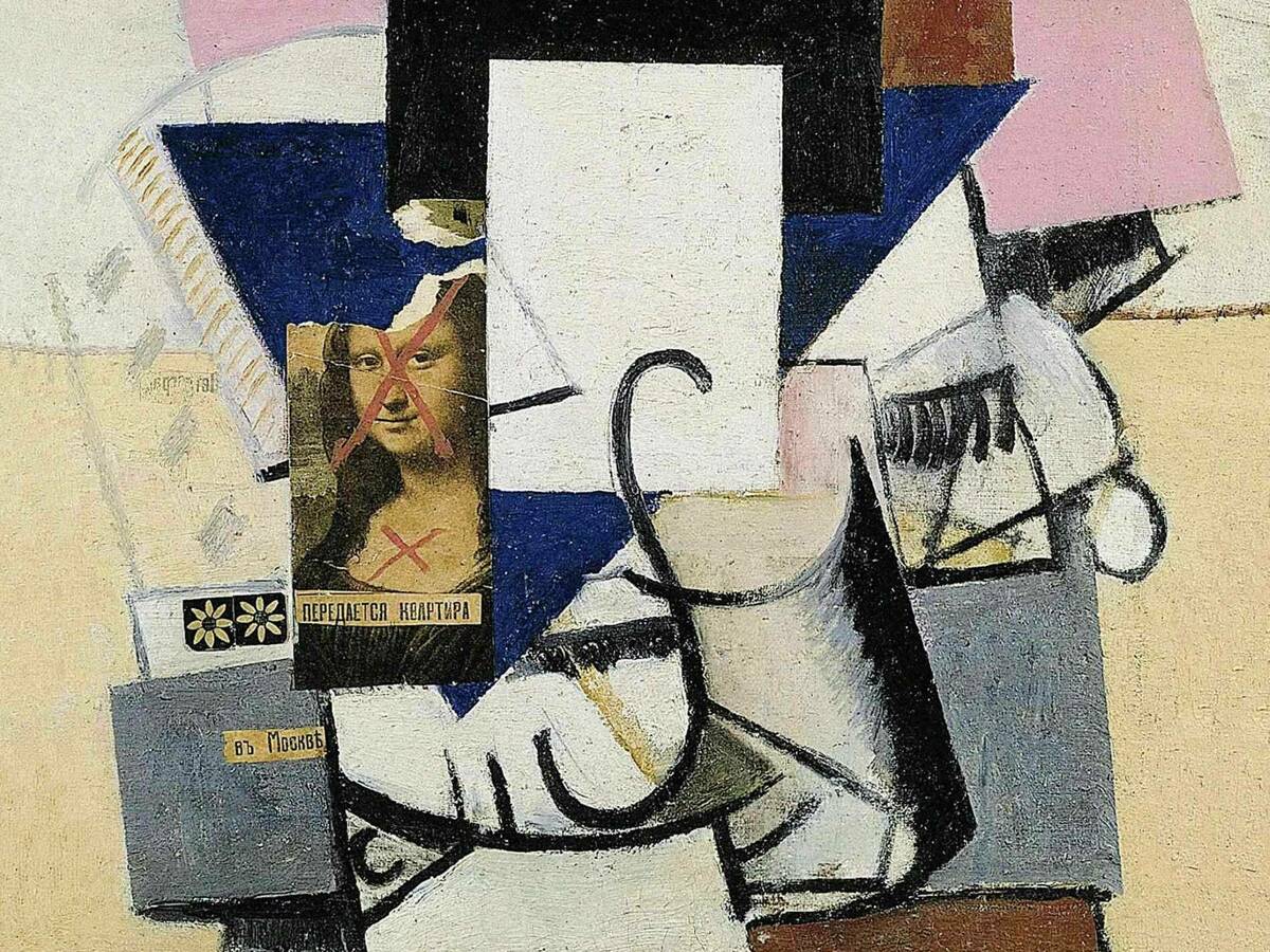1900px Kazimir Malevich 1914 Composition With The Mona Lisa Oil Collage And Graphite On Canvas 62